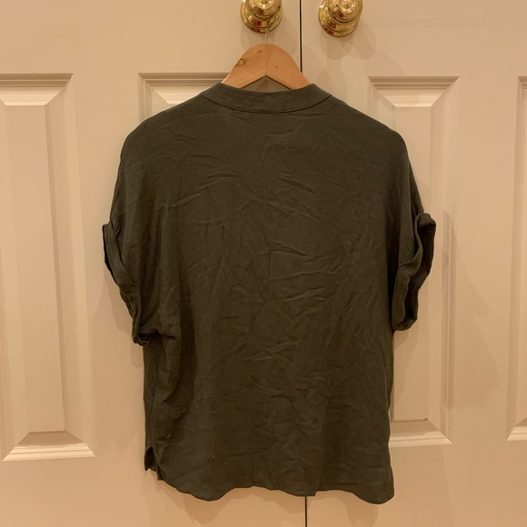 Anthropologie olive green short sleeve blouse - Picture 2 of 4